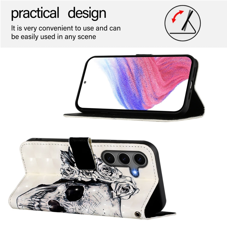 For Samsung Galaxy S25+ 5G 3D Painting Horizontal Flip Leather Phone Case(Skull) - free shipping - PMC Jewellery - Order now!