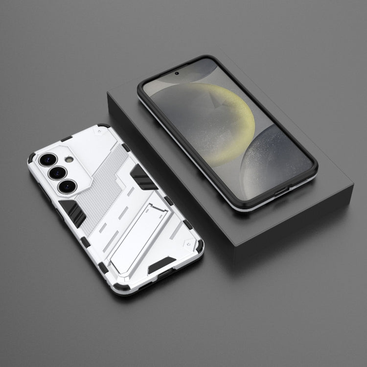 For Samsung Galaxy S25 5G Punk Armor 2 in 1 PC + TPU Shockproof Phone Case with Invisible Holder(White) - free shipping - PMC Jewellery - Order now!