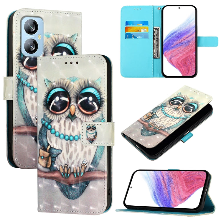 For Blackview A52 3D Painting Horizontal Flip Leather Phone Case(Grey Owl) - More Brand by PMC Jewellery | Online Shopping South Africa | PMC Jewellery | Buy Now Pay Later Mobicred