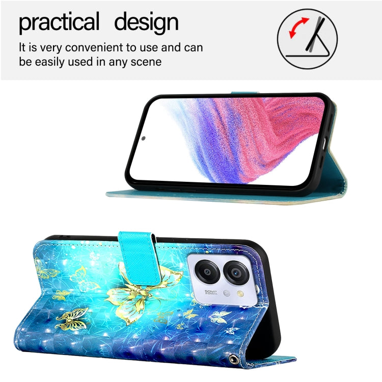 For Blackview Color 8 3D Painting Horizontal Flip Leather Phone Case(Golden Butterfly) - More Brand by PMC TechLife | Online Shopping South Africa | PMC TechLife | Buy Now Pay Later Mobicred