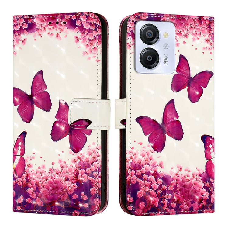 For Blackview Color 8 3D Painting Horizontal Flip Leather Phone Case(Rose Butterfly) - More Brand by PMC Jewellery | Online Shopping South Africa | PMC Jewellery | Buy Now Pay Later Mobicred