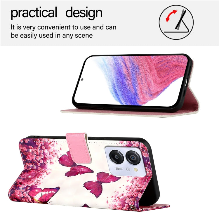 For Blackview Color 8 3D Painting Horizontal Flip Leather Phone Case(Rose Butterfly) - More Brand by PMC TechLife | Online Shopping South Africa | PMC TechLife | Buy Now Pay Later Mobicred