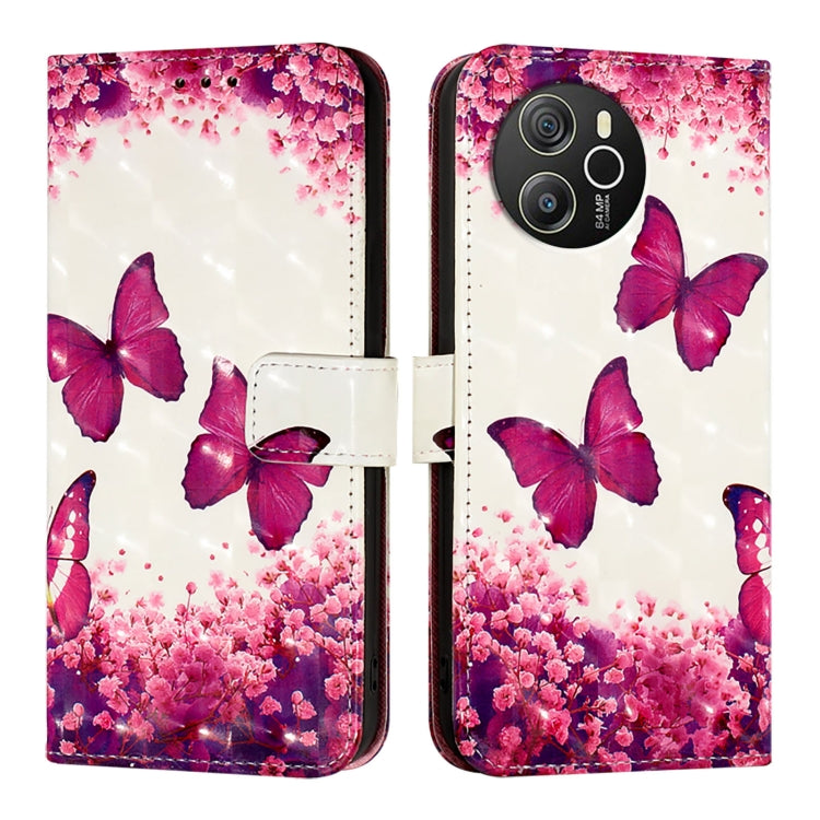 For Blackview Shark 8 3D Painting Horizontal Flip Leather Phone Case(Rose Butterfly) - More Brand by PMC Jewellery | Online Shopping South Africa | PMC Jewellery | Buy Now Pay Later Mobicred