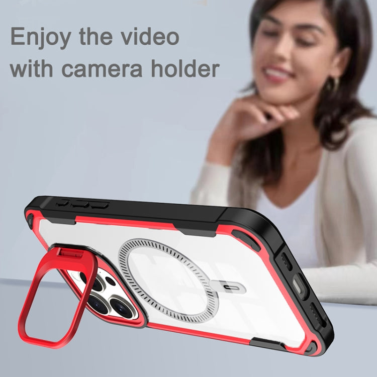 For iPhone 16 Plus Transparent Acrylic MagSafe Lens Holder Phone Case(Navy) - free shipping - PMC TechLife - Order now!