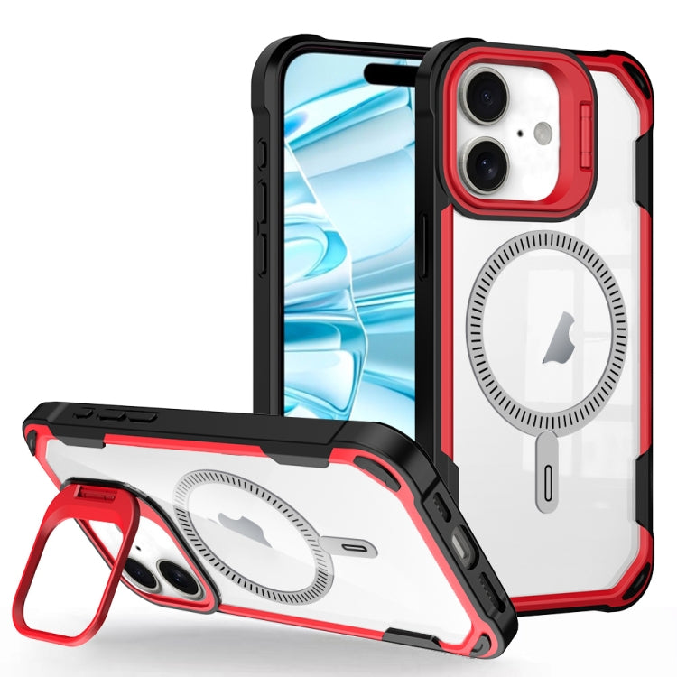 For iPhone 16 Transparent Acrylic MagSafe Lens Holder Phone Case(Red) - iPhone 16 Cases by PMC Jewellery | Online Shopping South Africa | PMC Jewellery | Buy Now Pay Later Mobicred