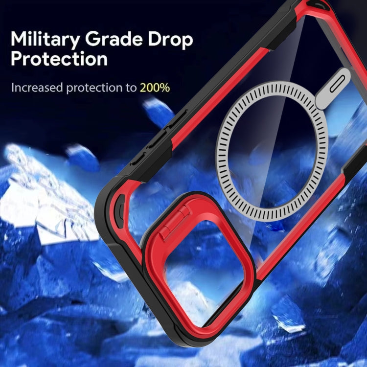 For iPhone 16 Transparent Acrylic MagSafe Lens Holder Phone Case(Navy) - iPhone 16 Cases by PMC TechLife | Online Shopping South Africa | PMC TechLife | Buy Now Pay Later Mobicred