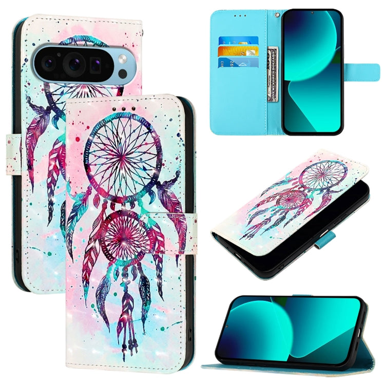 For Google Pixel 9 / 9 Pro 3D Painting Horizontal Flip Leather Phone Case(Color Drop Wind Chimes) - Google Cases by PMC TechLife | Online Shopping South Africa | PMC TechLife | Buy Now Pay Later Mobicred