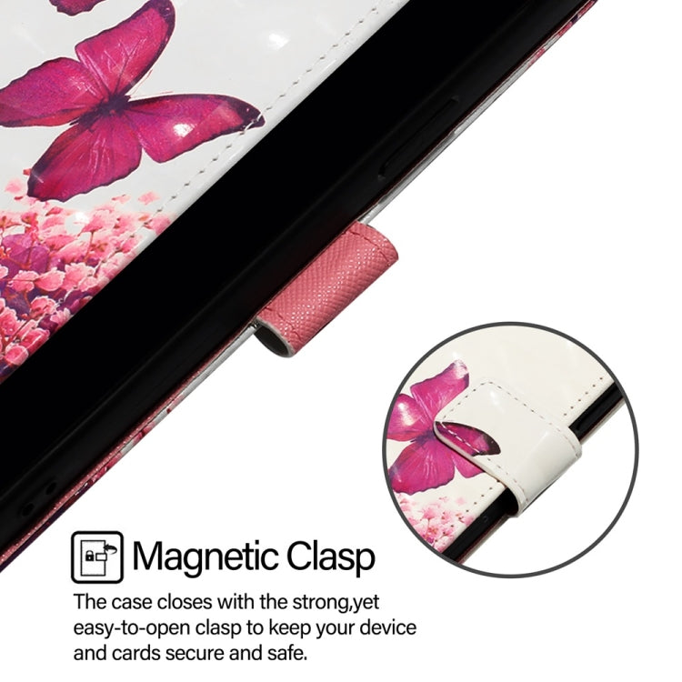 For Google Pixel 9 Pro XL 3D Painting Horizontal Flip Leather Phone Case(Rose Butterfly) - Google Cases by PMC TechLife | Online Shopping South Africa | PMC TechLife | Buy Now Pay Later Mobicred