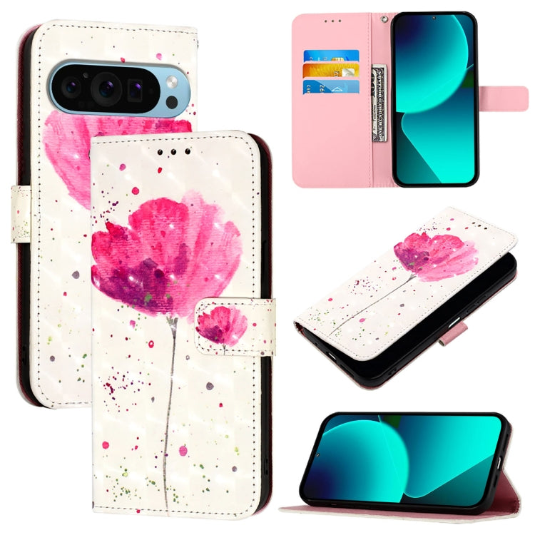 For Google Pixel 9 Pro XL 3D Painting Horizontal Flip Leather Phone Case(Flower) - Google Cases by PMC TechLife | Online Shopping South Africa | PMC TechLife | Buy Now Pay Later Mobicred