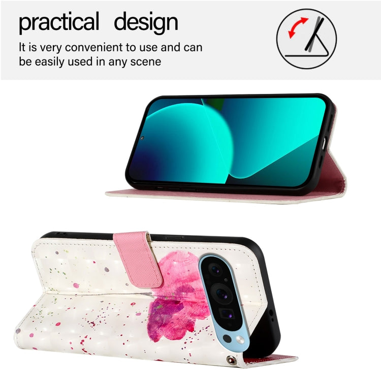 For Google Pixel 9 Pro XL 3D Painting Horizontal Flip Leather Phone Case(Flower) - Google Cases by PMC TechLife | Online Shopping South Africa | PMC TechLife | Buy Now Pay Later Mobicred