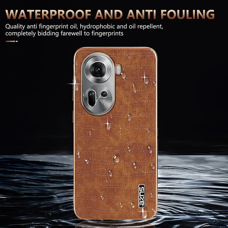 For OPPO Reno11 Global AZNS Electroplated Frame Crocodile Texture Full Coverage Phone Case(Black) - Reno11 Cases by AZNS | Online Shopping South Africa | PMC Jewellery | Buy Now Pay Later Mobicred