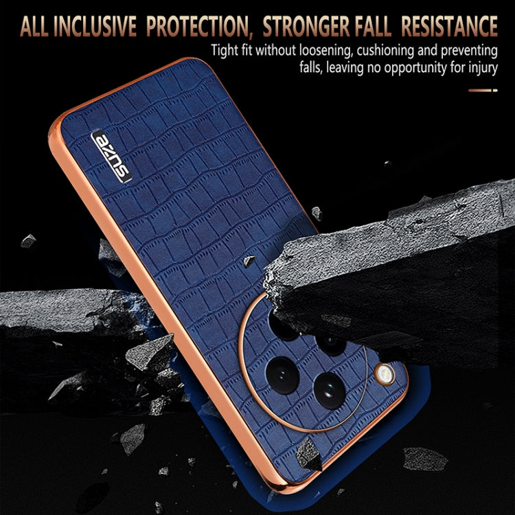 For OPPO Find X8 AZNS Electroplated Frame Crocodile Texture Full Coverage Phone Case(Brown) - free shipping - PMC Jewellery - Order now!