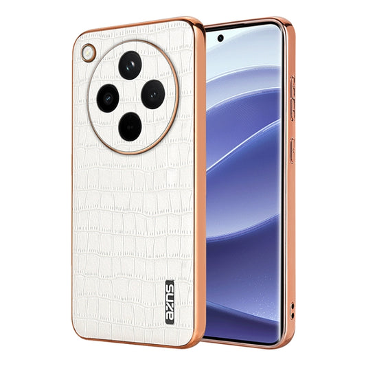 For OPPO Find X8 AZNS Electroplated Frame Crocodile Texture Full Coverage Phone Case(White) - Find X8 Cases by AZNS | Online Shopping South Africa | PMC Jewellery | Buy Now Pay Later Mobicred