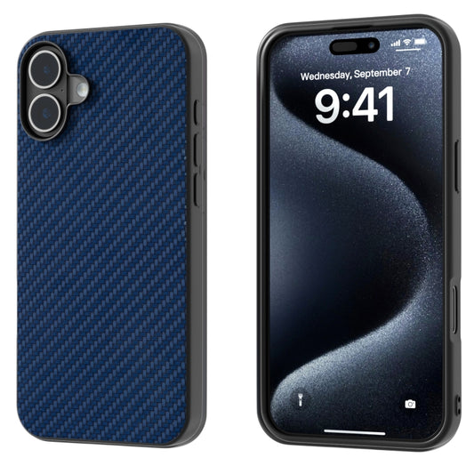 For iPhone 16 Carbon Fiber Texture Protective Phone Case(Dark Blue) - iPhone 16 Cases by PMC Jewellery | Online Shopping South Africa | PMC Jewellery | Buy Now Pay Later Mobicred