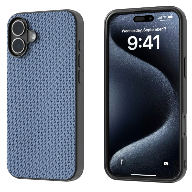 For iPhone 16 Carbon Fiber Texture Protective Phone Case(Light Blue) - iPhone 16 Cases by PMC Jewellery | Online Shopping South Africa | PMC Jewellery | Buy Now Pay Later Mobicred