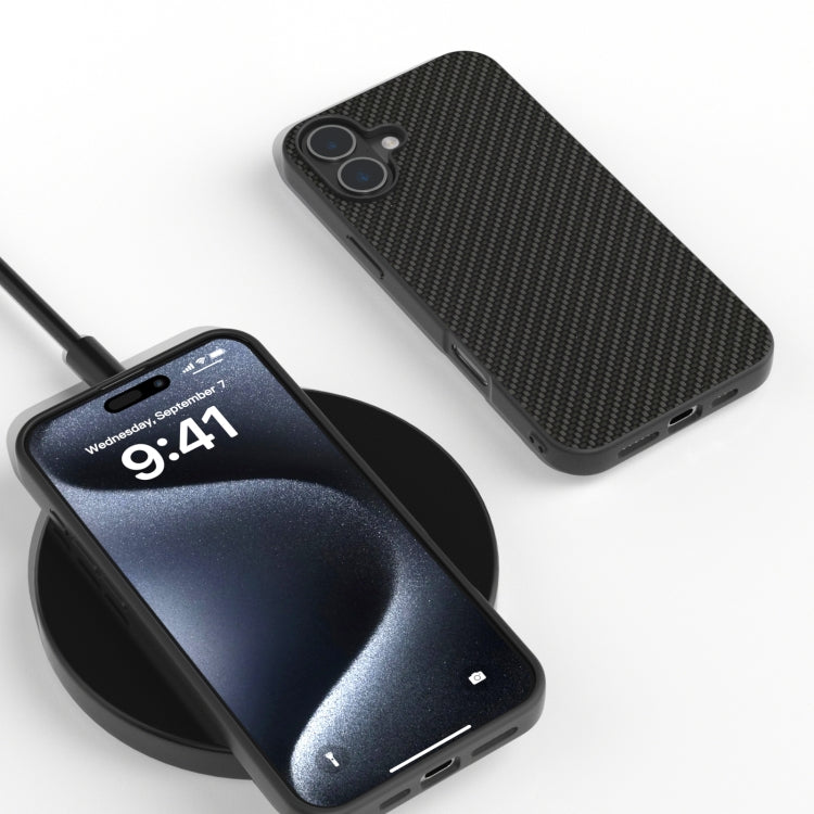 For iPhone 16 Carbon Fiber Texture Protective Phone Case(Black) - iPhone 16 Cases by PMC TechLife | Online Shopping South Africa | PMC TechLife | Buy Now Pay Later Mobicred