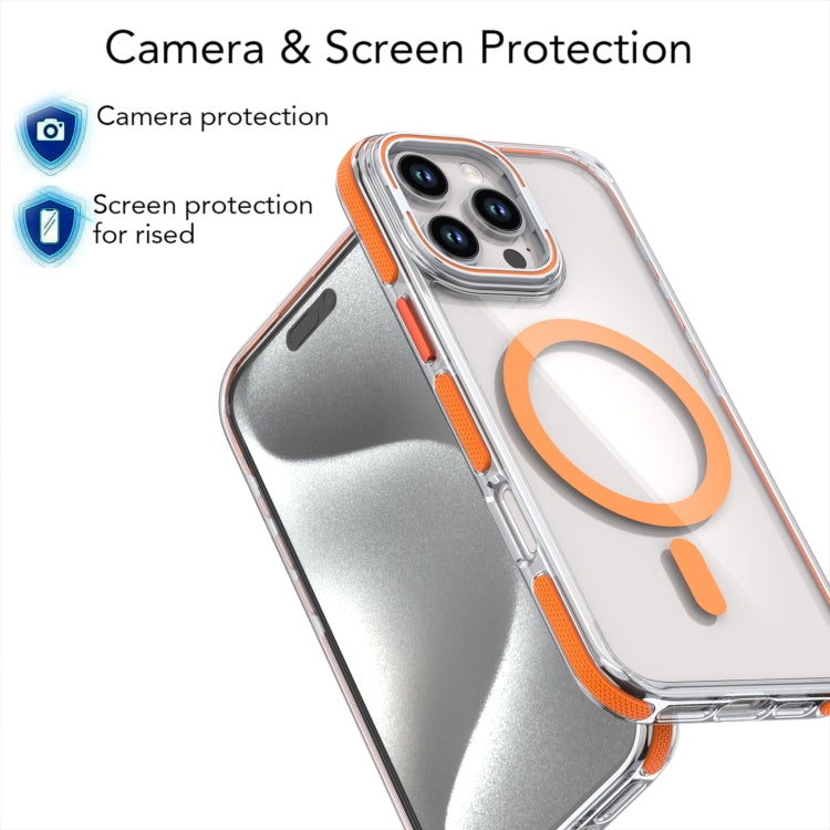 For iPhone 16 Dual-Color Clear Acrylic Hybrid TPU Lens Flip Holder MagSafe Phone Case(Blue) - iPhone 16 Cases by PMC Jewellery | Online Shopping South Africa | PMC Jewellery | Buy Now Pay Later Mobicred