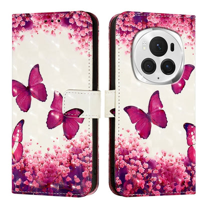 For Honor Magic6 Pro Global 3D Painting Horizontal Flip Leather Phone Case(Rose Butterfly) - Honor Cases by PMC Jewellery | Online Shopping South Africa | PMC Jewellery | Buy Now Pay Later Mobicred