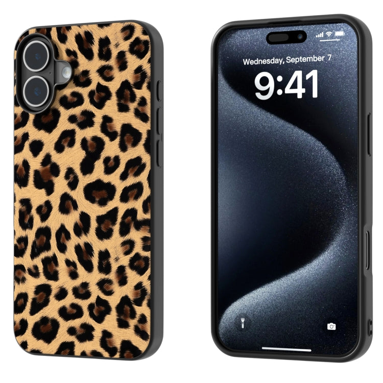 For iPhone 16 Black Frame Leopard Phone Case(Leopard Print) - iPhone 16 Cases by PMC Jewellery | Online Shopping South Africa | PMC Jewellery | Buy Now Pay Later Mobicred