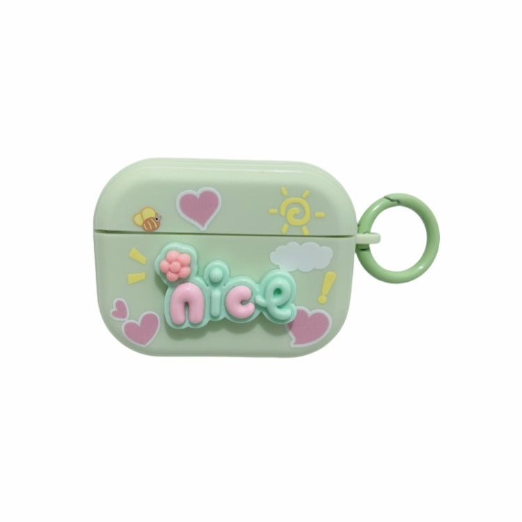 For AirPods 3 Fresh 3D Text Skin Feel Earbuds Box PC Case(Green) - For AirPods 3 by PMC Jewellery | Online Shopping South Africa | PMC Jewellery | Buy Now Pay Later Mobicred