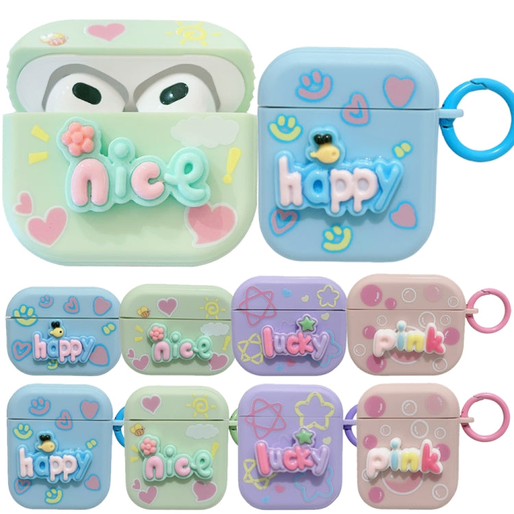 For AirPods 3 Fresh 3D Text Skin Feel Earbuds Box PC Case(Blue) - For AirPods 3 by PMC Jewellery | Online Shopping South Africa | PMC Jewellery | Buy Now Pay Later Mobicred