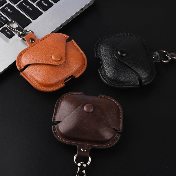 For Redmi Buds 5 / 6S Business Leather Earphone Protective Case with Hook(Light Brown) - Xiaomi Earphone Case by PMC Jewellery | Online Shopping South Africa | PMC Jewellery | Buy Now Pay Later Mobicred