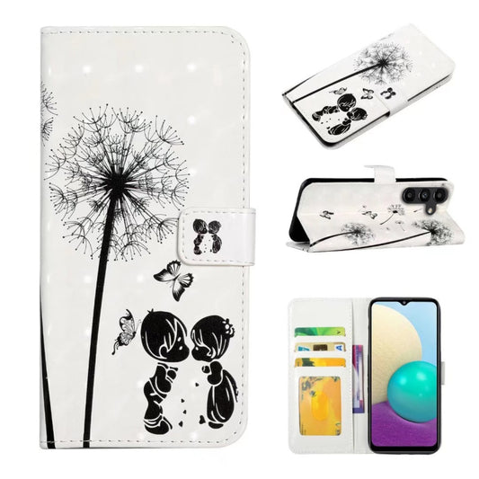 For Samsung Galaxy S25 5G Oil Embossed 3D Drawing Leather Phone Case(Couple Dandelion) - Galaxy S25 5G Cases by PMC Jewellery | Online Shopping South Africa | PMC Jewellery | Buy Now Pay Later Mobicred