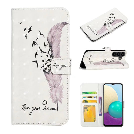 For Samsung Galaxy S25 5G Oil Embossed 3D Drawing Leather Phone Case(Feather) - Galaxy S25 5G Cases by PMC Jewellery | Online Shopping South Africa | PMC Jewellery | Buy Now Pay Later Mobicred