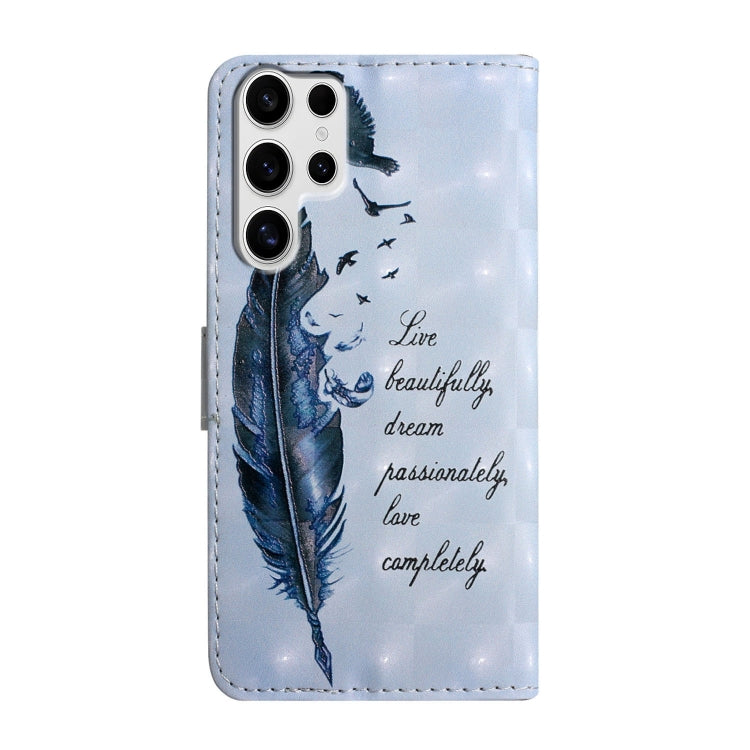 For Samsung Galaxy S25 Ultra 5G Oil Embossed 3D Drawing Leather Phone Case(Blue Feather) - Galaxy S25 Ultra 5G Cases by PMC Jewellery | Online Shopping South Africa | PMC Jewellery | Buy Now Pay Later Mobicred