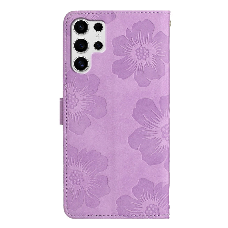 For Samsung Galaxy S25 Ultra 5G Flower Embossing Pattern Leather Phone Case(Purple) - Galaxy S25 Ultra 5G Cases by PMC Jewellery | Online Shopping South Africa | PMC Jewellery | Buy Now Pay Later Mobicred