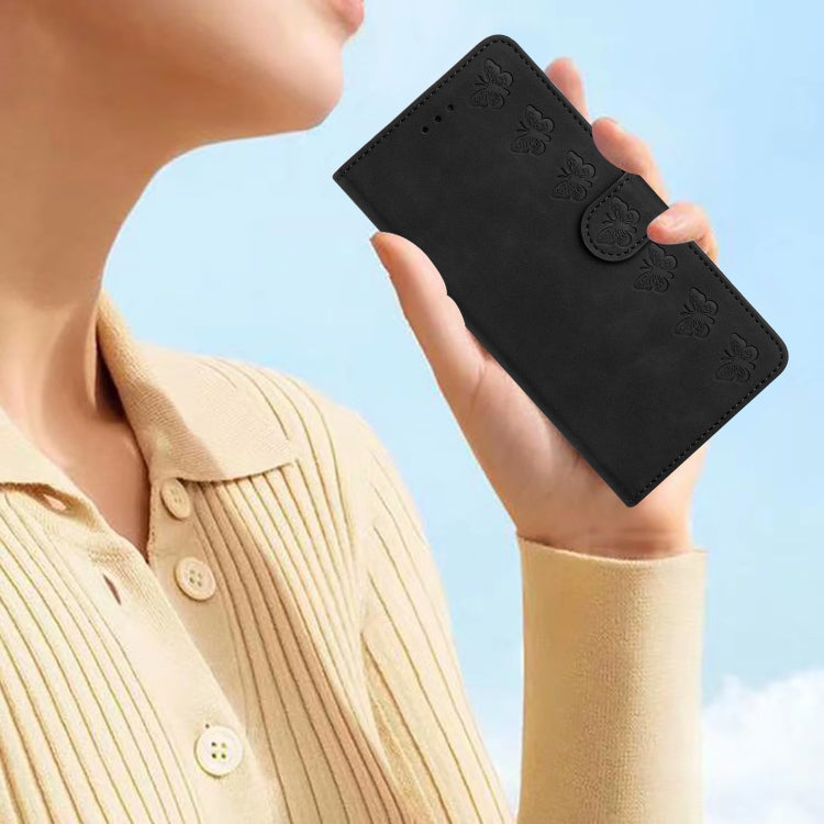 For Samsung Galaxy S25 5G Seven Butterflies Embossed Leather Phone Case(Black) - Galaxy S25 5G Cases by PMC Jewellery | Online Shopping South Africa | PMC Jewellery | Buy Now Pay Later Mobicred