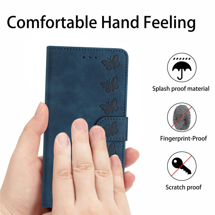 For Samsung Galaxy S25 5G Seven Butterflies Embossed Leather Phone Case(Blue) - Galaxy S25 5G Cases by PMC Jewellery | Online Shopping South Africa | PMC Jewellery | Buy Now Pay Later Mobicred