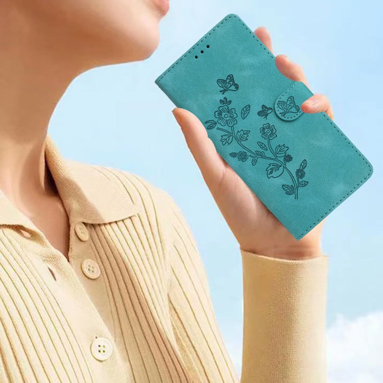 For Samsung Galaxy S25 Ultra 5G Flower Butterfly Embossing Pattern Leather Phone Case(Sky Blue) - free shipping - PMC Jewellery - Order now!