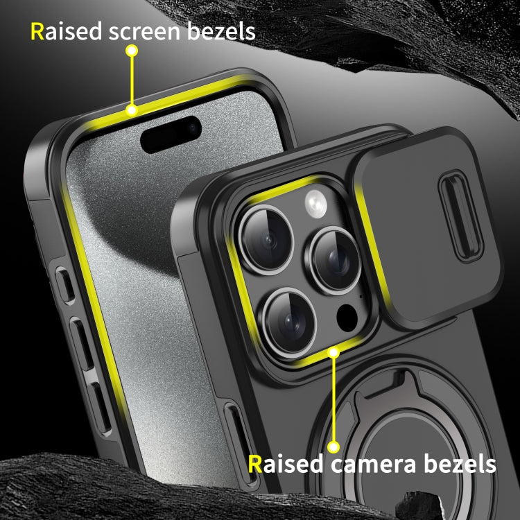 For iPhone 16 Pro Max Sliding Camshield Ring Holder Phone Case(Black) - iPhone 16 Pro Max Cases by PMC TechLife | Online Shopping South Africa | PMC TechLife | Buy Now Pay Later Mobicred