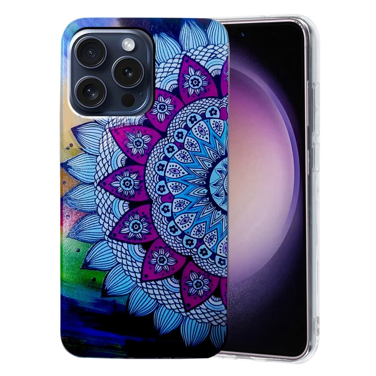 For iPhone 16 Pro Max Colored Drawing Pattern TPU Phone Case(Half-flower) - iPhone 16 Pro Max Cases by PMC TechLife | Online Shopping South Africa | PMC TechLife | Buy Now Pay Later Mobicred