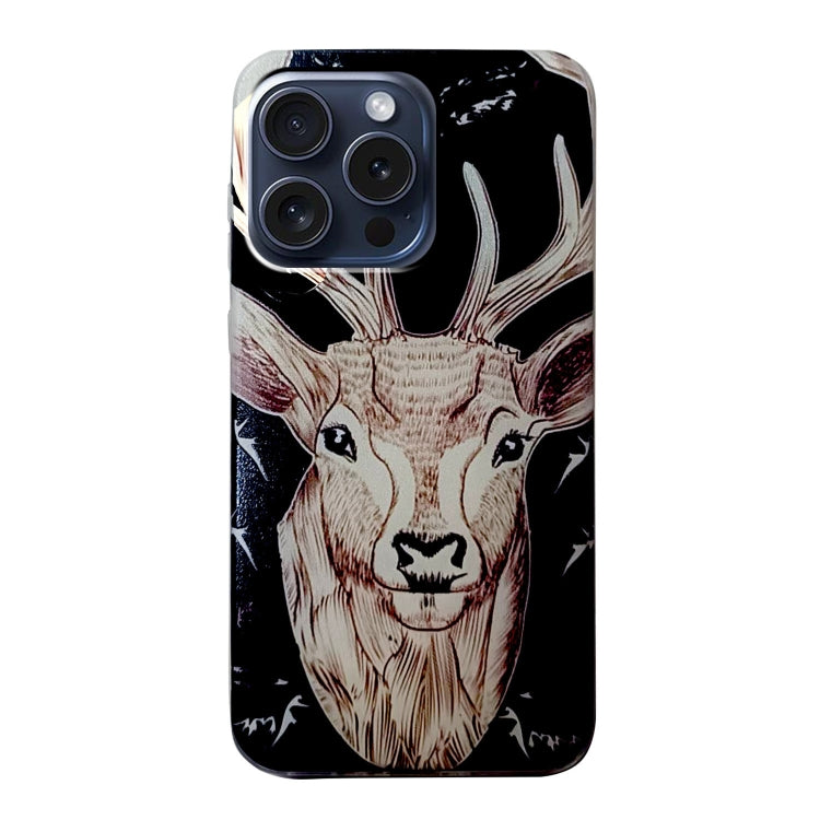 For iPhone 16 Pro Colored Drawing Pattern TPU Phone Case(Deer) - iPhone 16 Pro Cases by PMC TechLife | Online Shopping South Africa | PMC TechLife | Buy Now Pay Later Mobicred