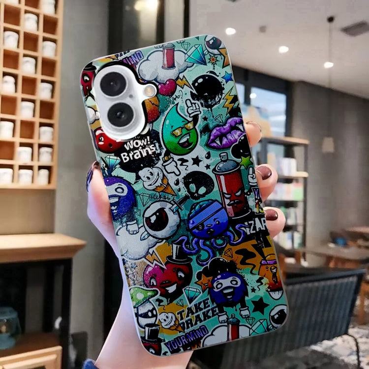 For iPhone 16 Colored Drawing Pattern TPU Phone Case(Graffiti) - iPhone 16 Cases by PMC TechLife | Online Shopping South Africa | PMC TechLife | Buy Now Pay Later Mobicred