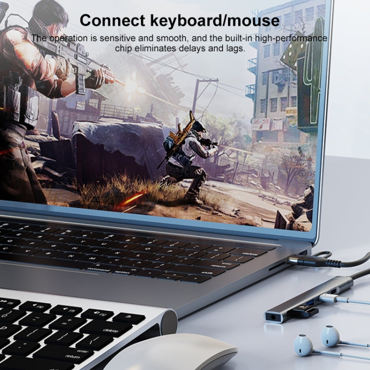 5 in 2 Multi-function HUB Adapter, Interface:USB-C / Type-C + 8 Pin(Silver) - free shipping - PMC Jewellery - Order now!
