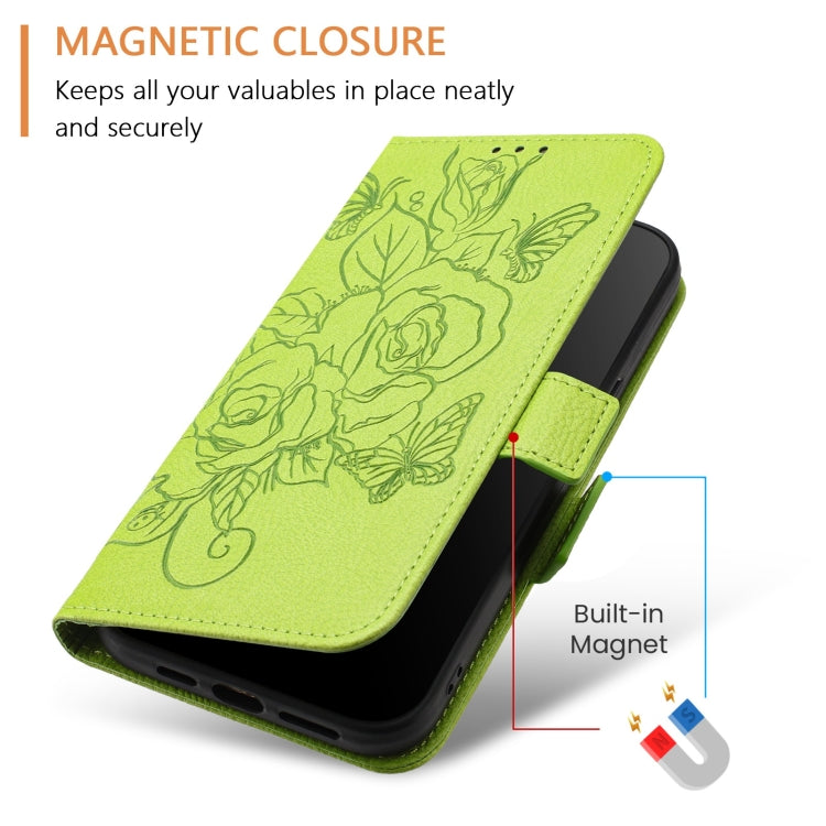 For Redmi K70 Ultra 5G Global Embossed Rose RFID Anti-theft Leather Phone Case(Green) - Xiaomi Cases by PMC Jewellery | Online Shopping South Africa | PMC Jewellery | Buy Now Pay Later Mobicred