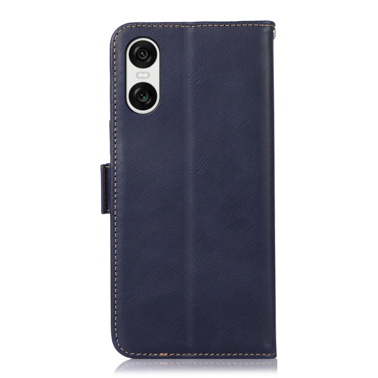 For Sony Xperia 10 VI Magnetic Crazy Horse Texture Genuine Leather RFID Phone Case(Blue) - Sony Cases by PMC TechLife | Online Shopping South Africa | PMC TechLife | Buy Now Pay Later Mobicred