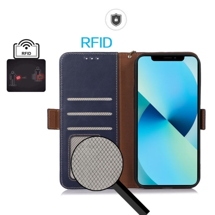 For Sony Xperia 10 VI Magnetic Crazy Horse Texture Genuine Leather RFID Phone Case(Blue) - Sony Cases by PMC TechLife | Online Shopping South Africa | PMC TechLife | Buy Now Pay Later Mobicred