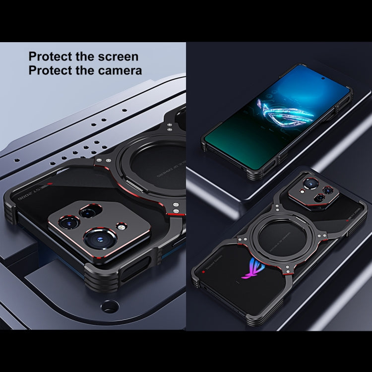 For Asus ROG Phone 8 / 8 Pro Mechanical Arm Borderless MagSafe Holder Metal Phone Case(Black Blue) - free shipping - PMC TechLife - Order now!