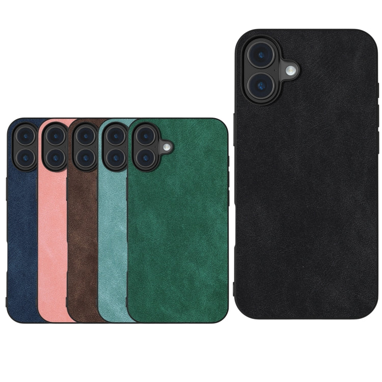 For iPhone 16 Black Frame PU Leather Full Coverage Phone Case(Pink) - iPhone 16 Cases by PMC TechLife | Online Shopping South Africa | PMC TechLife | Buy Now Pay Later Mobicred