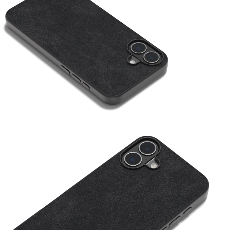 For iPhone 16 Black Frame PU Leather Full Coverage Phone Case(Black) - iPhone 16 Cases by PMC TechLife | Online Shopping South Africa | PMC TechLife | Buy Now Pay Later Mobicred
