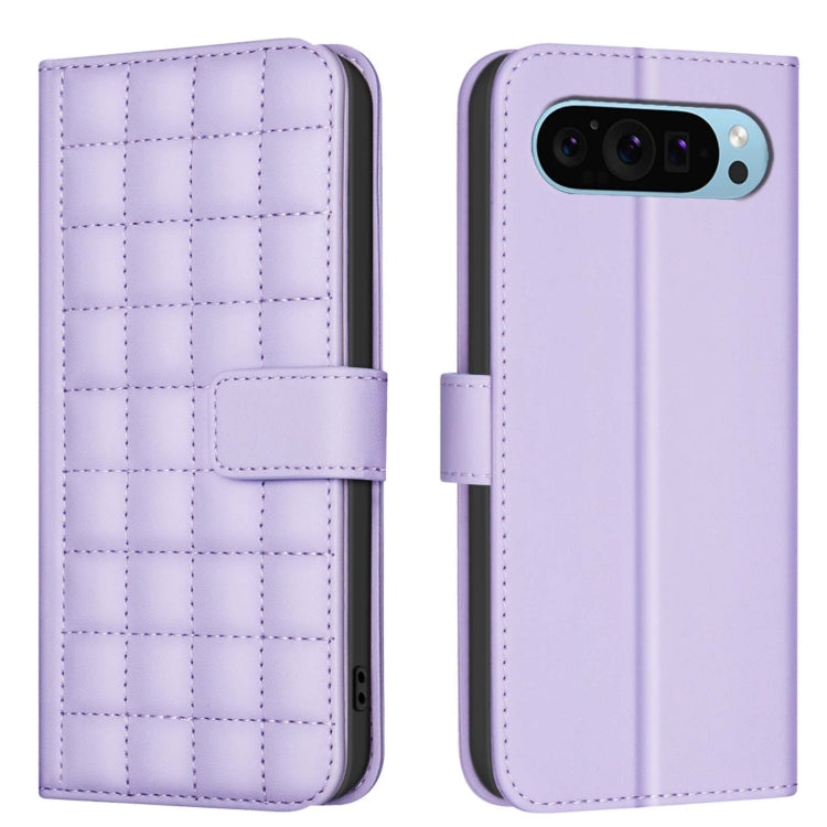 For Google Pixel 9 Pro Square Texture Leather Phone Case(Purple) - Google Cases by PMC TechLife | Online Shopping South Africa | PMC TechLife | Buy Now Pay Later Mobicred