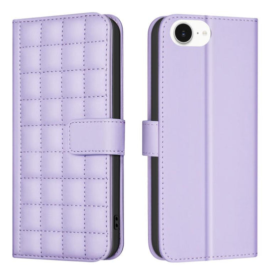 For iPhone 16e Square Texture Leather Phone Case(Purple) - iPhone 16e Cases by PMC Jewellery | Online Shopping South Africa | PMC Jewellery | Buy Now Pay Later Mobicred