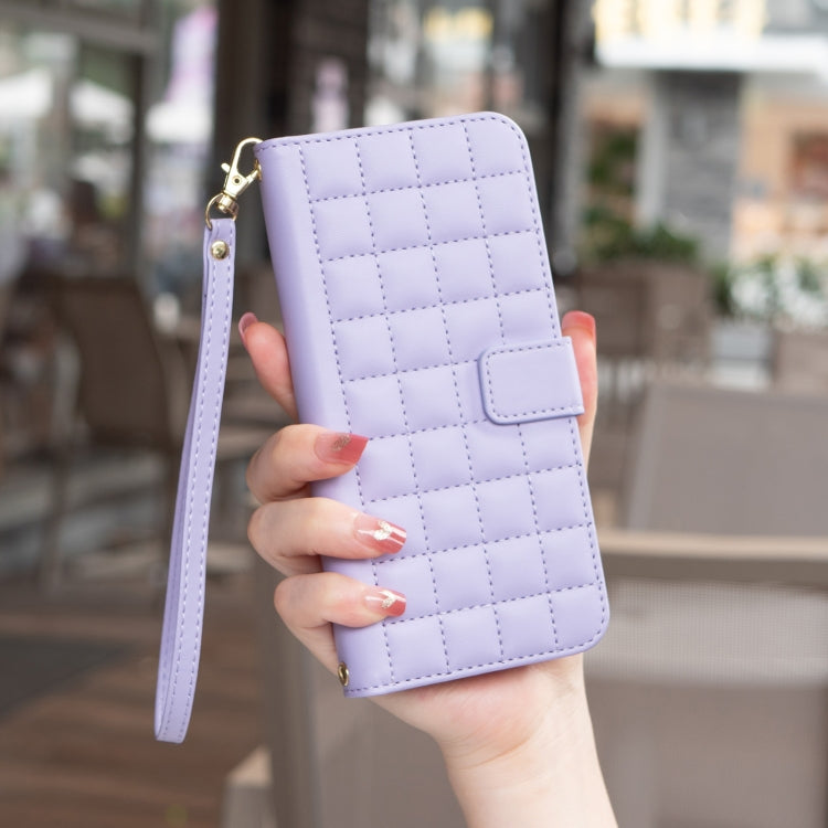 For iPhone 16e Square Texture Leather Phone Case(Purple) - iPhone 16e Cases by PMC TechLife | Online Shopping South Africa | PMC TechLife | Buy Now Pay Later Mobicred