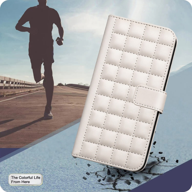 For iPhone 16e Square Texture Leather Phone Case(Beige) - iPhone 16e Cases by PMC TechLife | Online Shopping South Africa | PMC TechLife | Buy Now Pay Later Mobicred