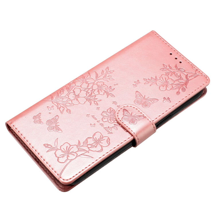 For Blackview A55 Pro Butterflies and Flowers Leather Phone Case(Rose Gold) - More Brand by PMC TechLife | Online Shopping South Africa | PMC TechLife | Buy Now Pay Later Mobicred