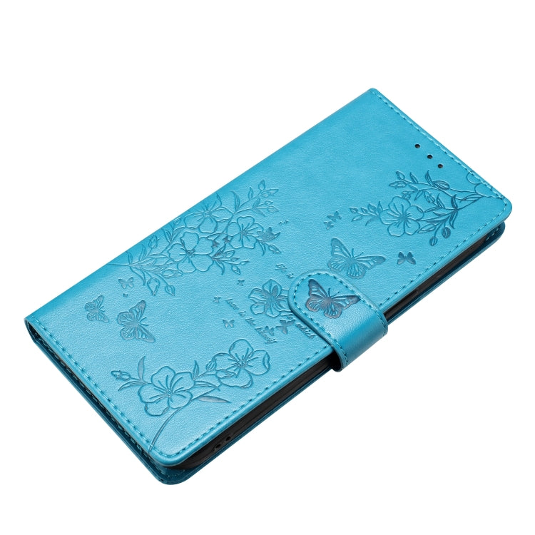 For Blackview A55 Pro Butterflies and Flowers Leather Phone Case(Blue) - More Brand by PMC Jewellery | Online Shopping South Africa | PMC Jewellery | Buy Now Pay Later Mobicred